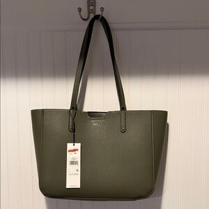 Calvin Klein Olive Green Pebbled Leather Tote